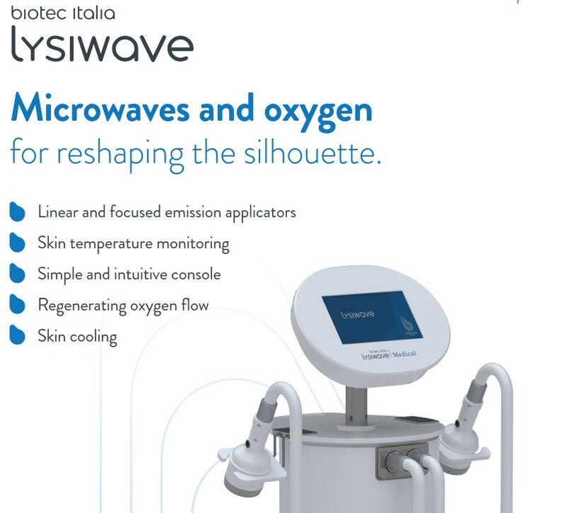 Lysiwave is an innovative system capable of performing body contouring treatments, using microwaves at a frequency of 2.45GHz